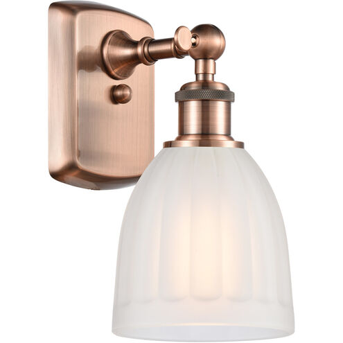 Ballston Brookfield 1 Light 6 inch Antique Copper Sconce Wall Light in White Glass, Ballston
