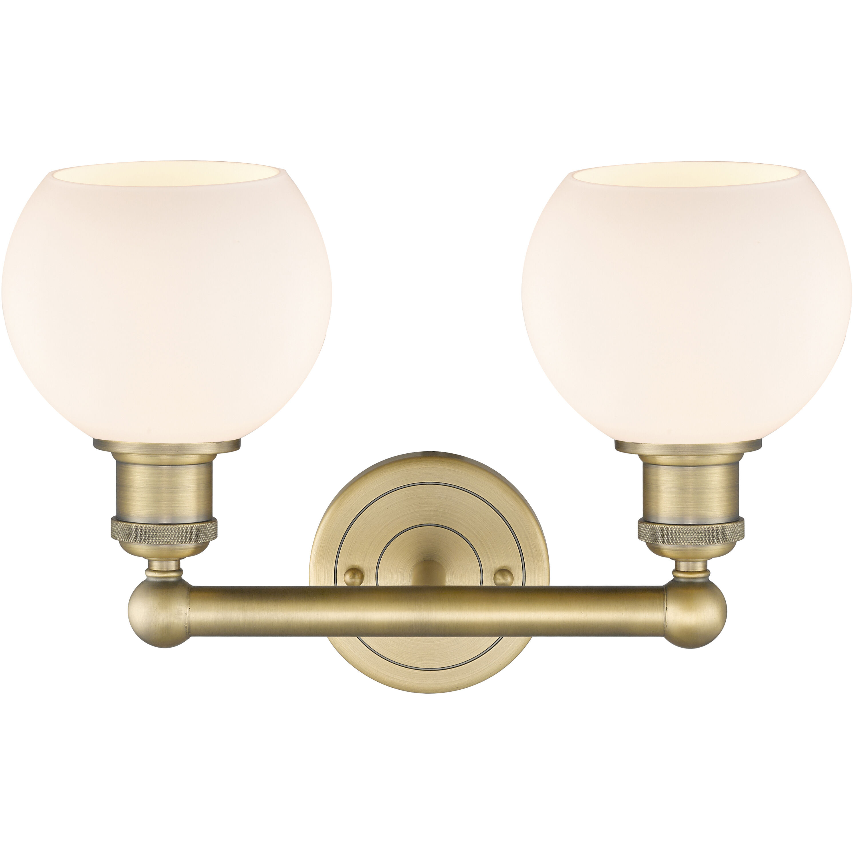 Athens 2 Light 15 inch Brushed Brass Bath Vanity Light Wall Light in Matte White