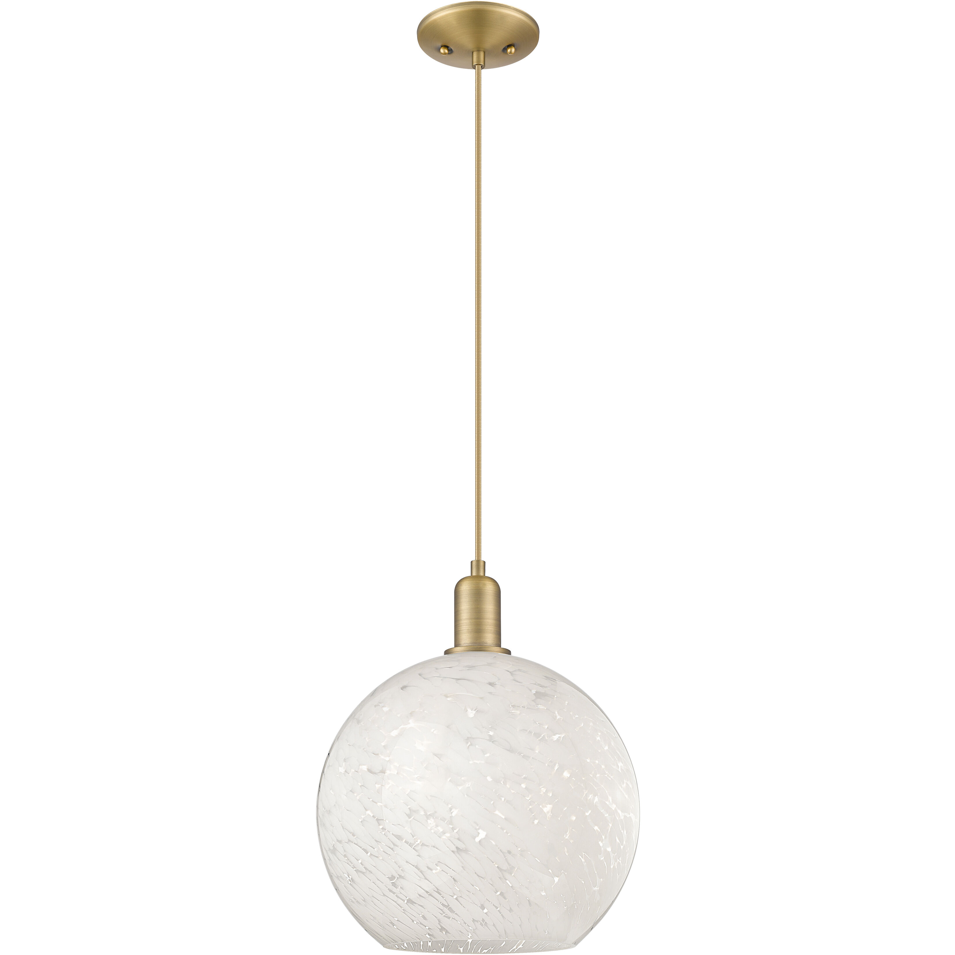 Arcadia White Mouchette 1 Light 12 inch Brushed Brass Mini Pendant Ceiling Light