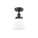 Ballston Small Cone LED 6 inch Matte Black Semi-Flush Mount Ceiling Light in Matte White Glass, Ballston