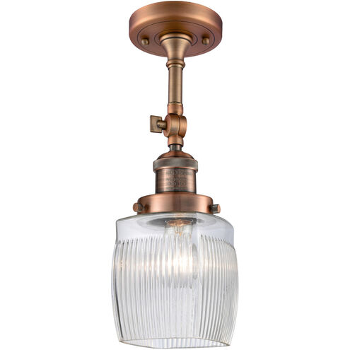Franklin Restoration Colton LED 6 inch Antique Copper Semi-Flush Mount Ceiling Light, Franklin Restoration