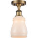 Ballston Ellery 1 Light 5 inch Brushed Brass Semi-Flush Mount Ceiling Light in White Glass, Ballston