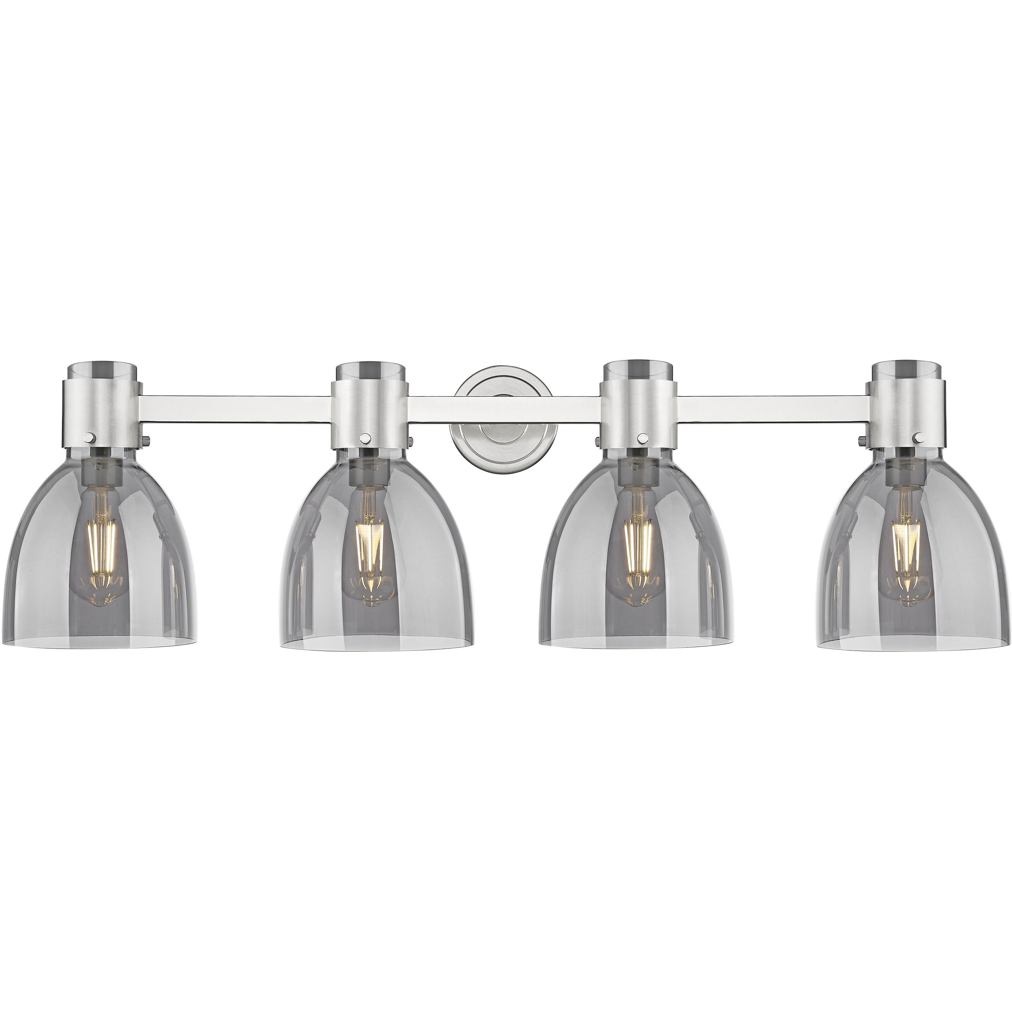 Lawton Bell 4 Light 34 inch Satin Nickel Bath Vanity Light Wall Light in Light Smoke Glass
