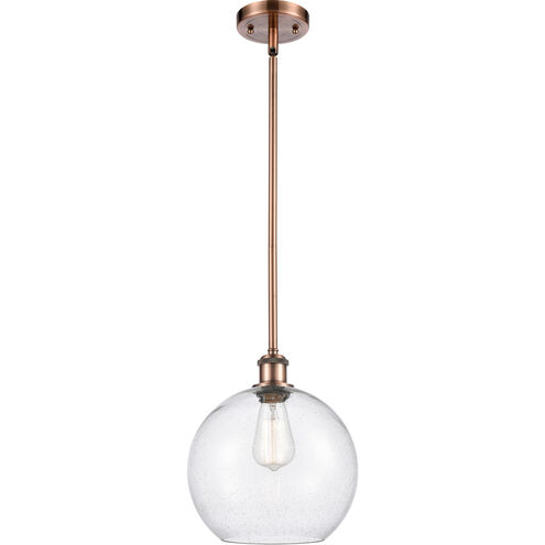 Ballston Large Athens 1 Light 10 inch Antique Copper Pendant Ceiling Light in Seedy Glass, Ballston