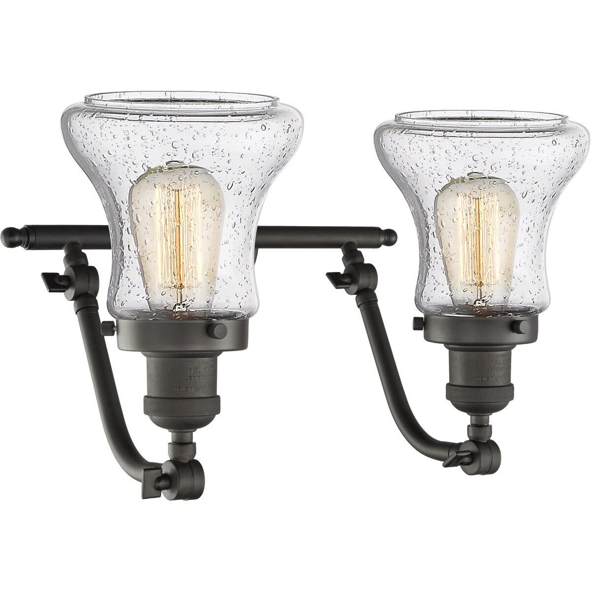 Franklin Restoration Bellmont 2 Light 18 inch Oil Rubbed Bronze Bath Vanity Light Wall Light in Seedy Glass, Franklin Restoration