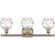 Ballston Small Deco Swirl 3 Light 26 inch Antique Brass Bath Vanity Light Wall Light in Incandescent, Small Athens, Deco Swirl Glass, Ballston