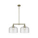 Franklin Restoration X-Large Bell 2 Light 43 inch Antique Brass Island Light Ceiling Light in Incandescent, Seedy Glass, Franklin Restoration