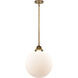 Nouveau 2 Beacon LED 12 inch Brushed Brass Mini Pendant Ceiling Light in Matte White