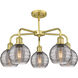 Ballston Athens Deco Swirl 5 Light 23.88 inch Satin Gold Stem Hung Chandelier Ceiling Light in Light Smoke Deco Swirl Glass