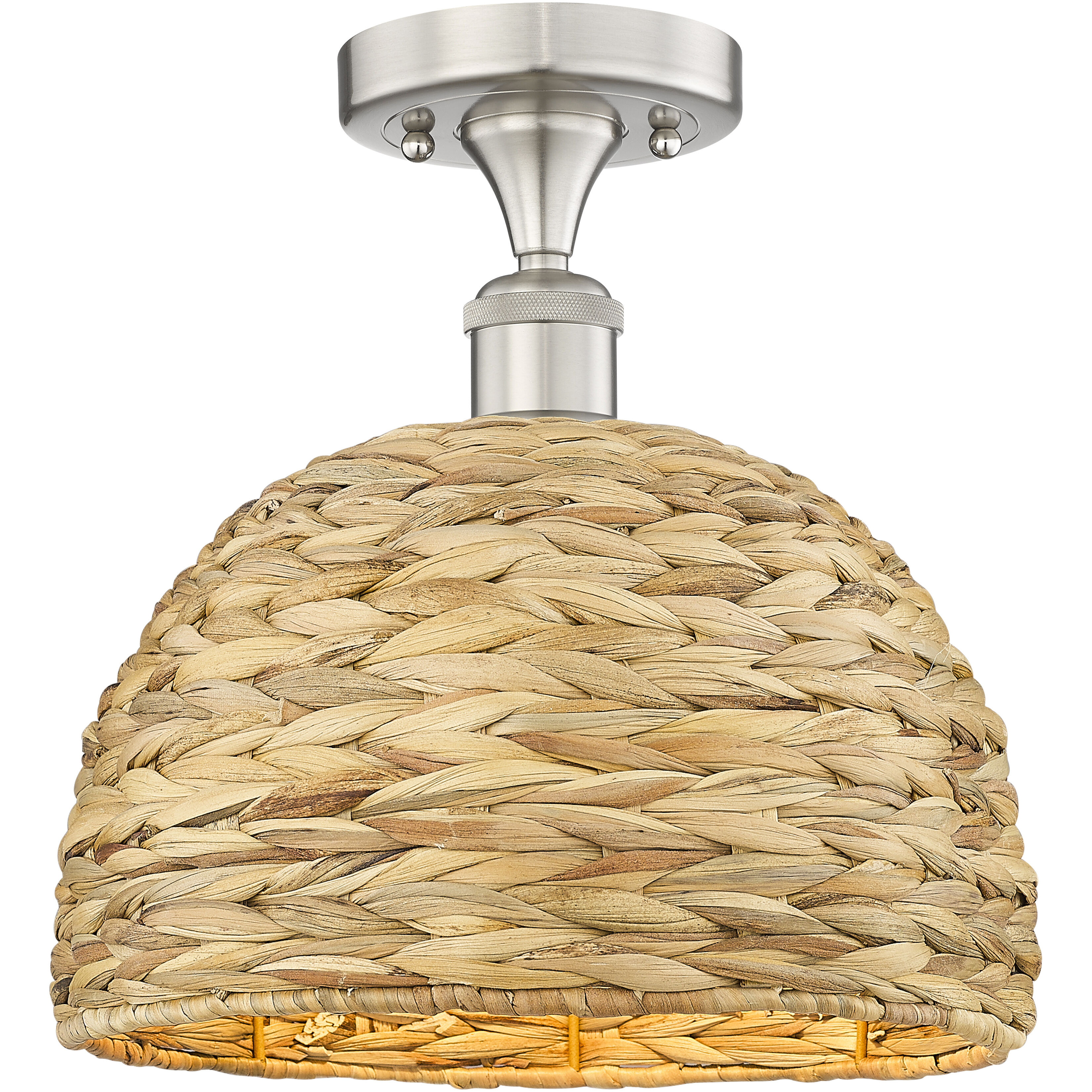 Edison Woven Rattan 1 Light 12.00 inch Semi-Flush Mount