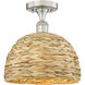 Edison Woven Rattan 1 Light 12.00 inch Semi-Flush Mount