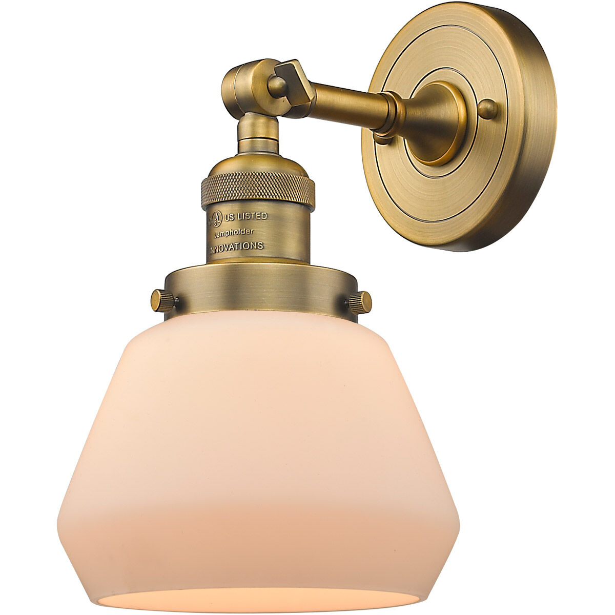 Franklin Restoration Fulton 1 Light 7 inch Brushed Brass Semi-Flush Mount Ceiling Light in Matte White Glass, Franklin Restoration