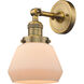 Franklin Restoration Fulton LED 7 inch Brushed Brass Semi-Flush Mount Ceiling Light in Matte White Glass, Franklin Restoration