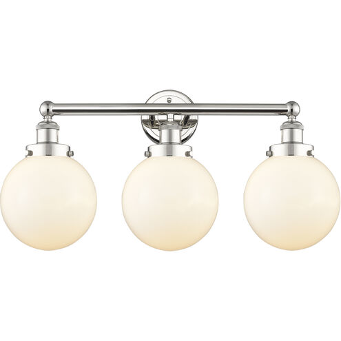Beacon 3 Light 24.5 inch Polished Nickel Bath Vanity Light Wall Light in Matte White