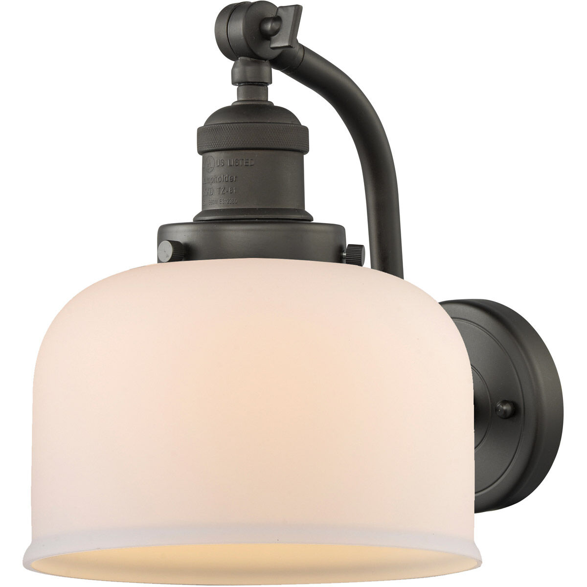 Franklin Restoration Large Bell LED 8 inch Oil Rubbed Bronze Sconce Wall Light in Matte White Glass, Franklin Restoration