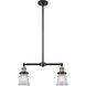 Franklin Restoration Small Canton 2 Light 21 inch Black Antique Brass Island Light Ceiling Light in Clear Glass, Franklin Restoration