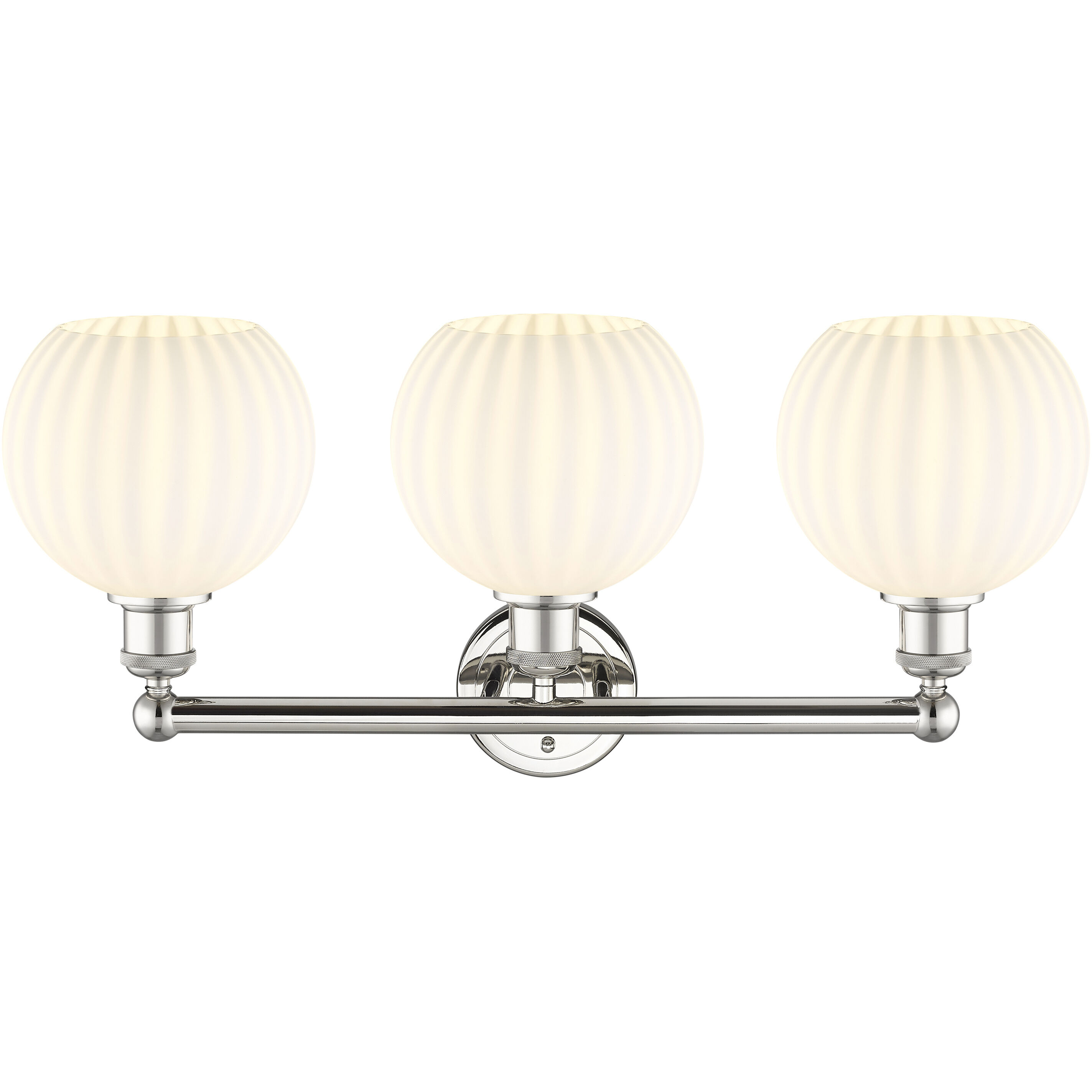 Edison White Venetian 3 Light 26 inch Polished Nickel Bath Vanity Light Wall Light
