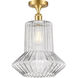 Ballston Springwater LED 12 inch Satin Gold Semi-Flush Mount Ceiling Light, Ballston
