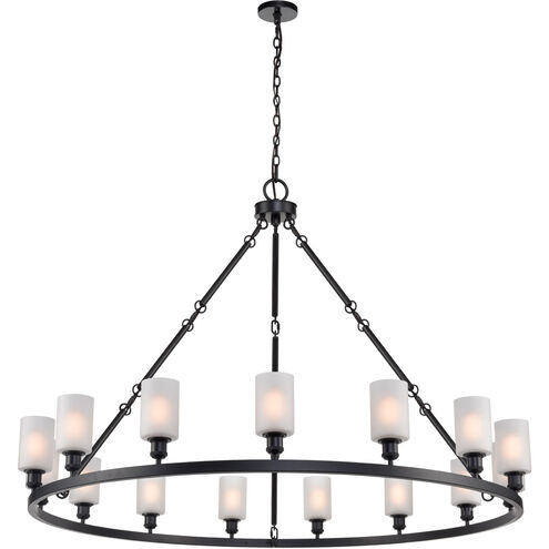 Ballston Saloon LED 60 inch Matte Black Chandelier Ceiling Light in Matte White Glass