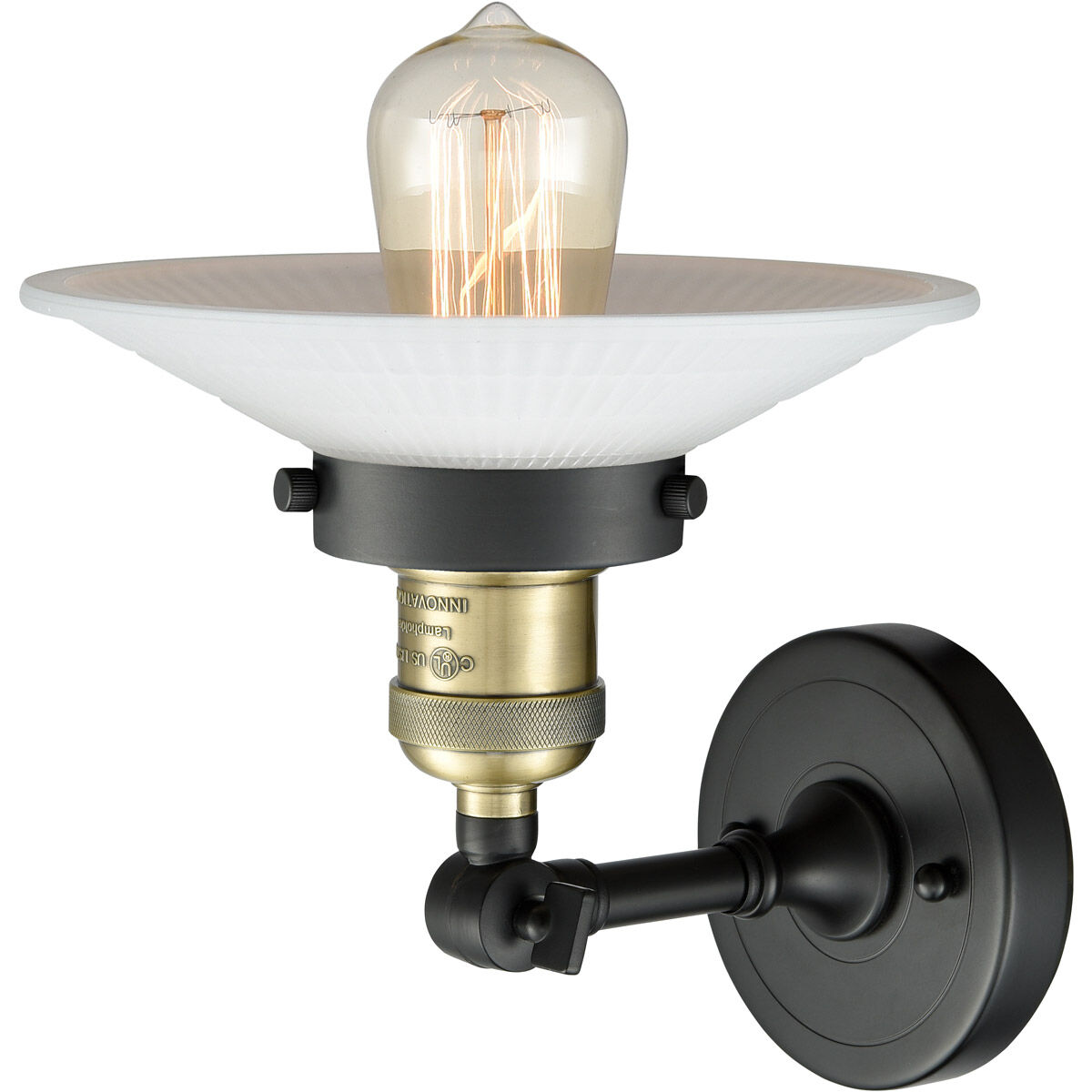 Franklin Restoration Halophane 1 Light 9 inch Black Antique Brass Semi-Flush Mount Ceiling Light in Matte White Halophane Glass, Franklin Restoration