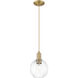 Downtown Urban Preston 1 Light 7 inch Brushed Brass Mini Pendant Ceiling Light in Clear