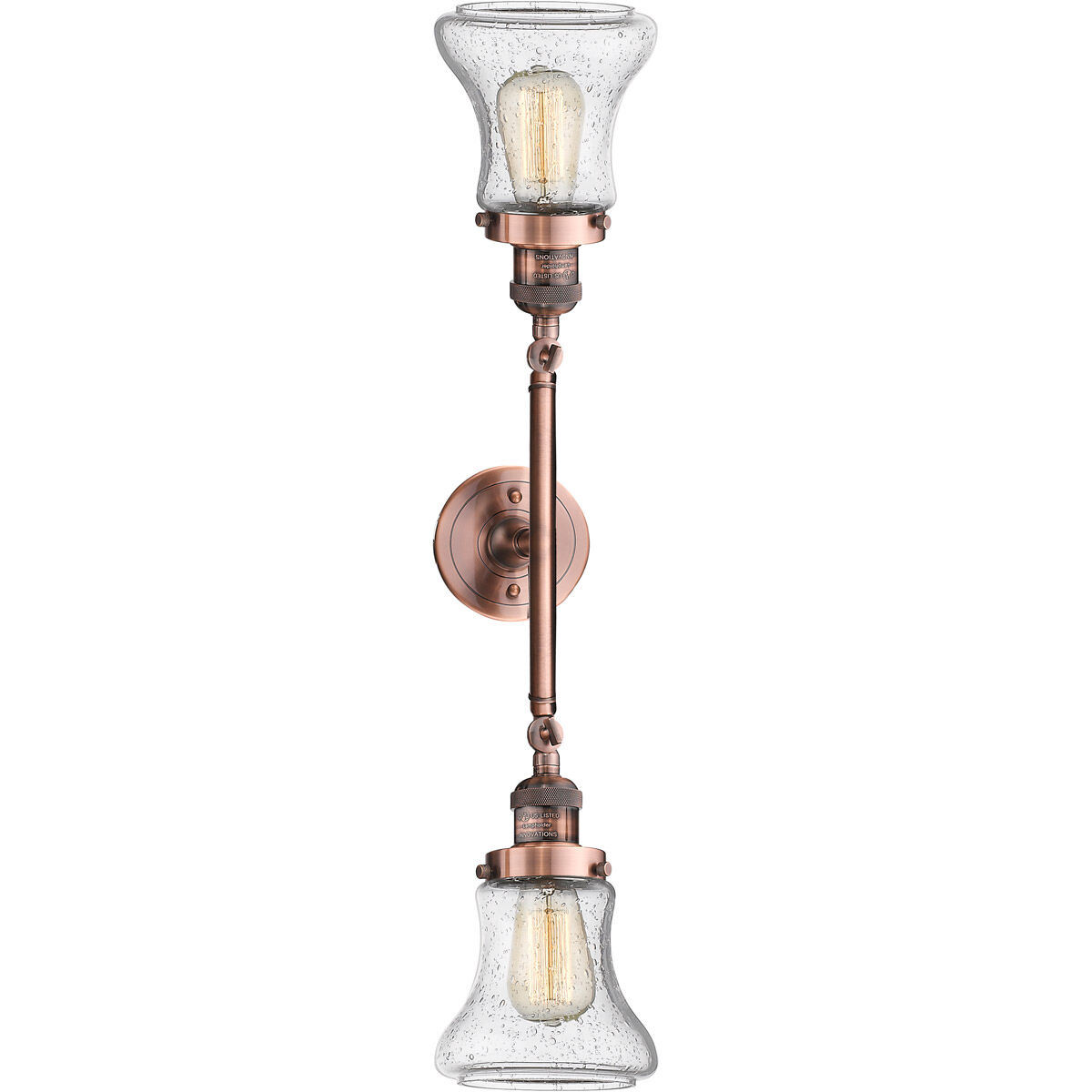 Franklin Restoration Bellmont LED 17 inch Antique Copper Bath Vanity Light Wall Light in Seedy Glass, Franklin Restoration