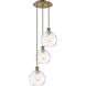 Ballston Athens Water Glass 3 Light 15 inch Antique Brass Multi-Pendant Ceiling Light