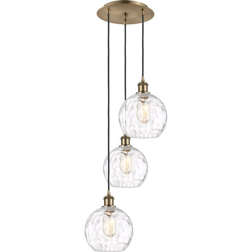 Ballston Athens Water Glass 3 Light 15 inch Antique Brass Multi-Pendant Ceiling Light