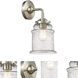 Nouveau Canton LED 6 inch Brushed Satin Nickel Sconce Wall Light in Seedy Glass, Nouveau