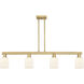 Downtown Urban Bridal Veil Island Light Ceiling Light in Brushed Brass, Gloss White Glass