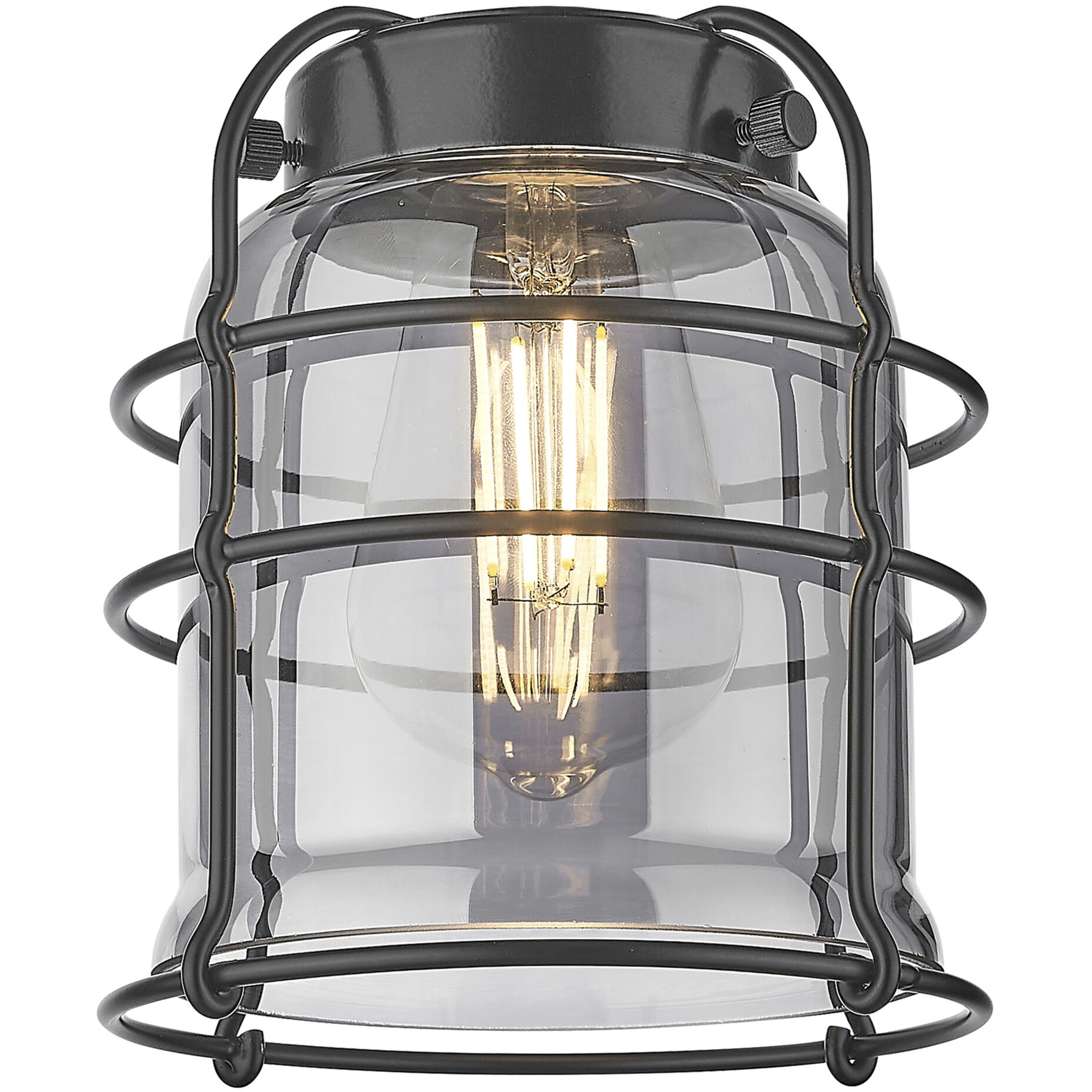 Franklin Restoration Bell Cage LED 6 inch Matte Black Mini Pendant Ceiling Light in Plated Smoke, Franklin Restoration