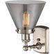 Ballston Large Cone 1 Light 8 inch Brushed Satin Nickel Sconce Wall Light in Plated Smoke Glass, Ballston