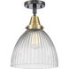 Franklin Restoration Seneca Falls LED 9.5 inch Black Antique Brass Flush Mount Ceiling Light