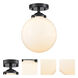 Nouveau Large Beacon LED 8 inch Oil Rubbed Bronze Semi-Flush Mount Ceiling Light in Matte White Glass, Nouveau