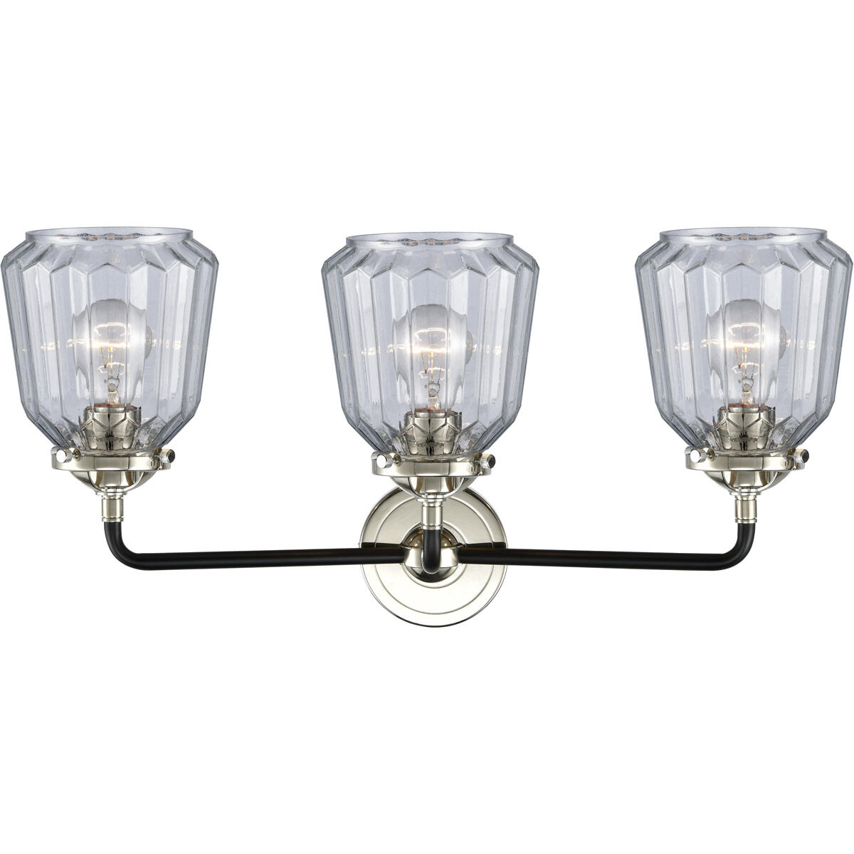 Nouveau Chatham LED 24 inch Black Polished Nickel Bath Vanity Light Wall Light in Clear Glass, Nouveau