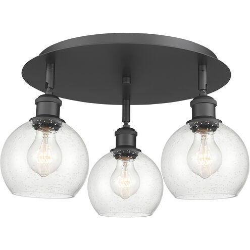 Athens 3 Light 17.75 inch Matte Black Flush Mount Ceiling Light in Seedy