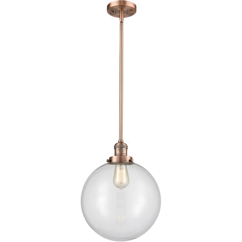 Franklin Restoration XX-Large Beacon 1 Light 12 inch Antique Copper Mini Pendant Ceiling Light in Clear Glass, Franklin Restoration