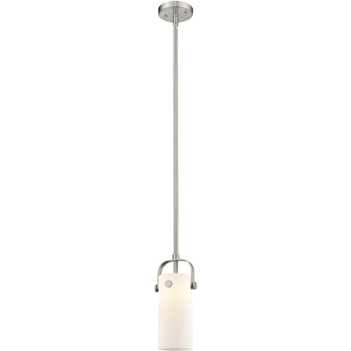 Pilaster II Cylinder 1 Light 5 inch Satin Nickel Pendant Ceiling Light in Matte White Glass