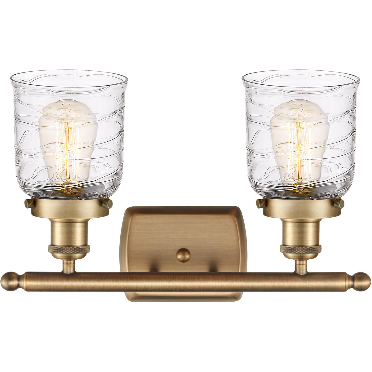 Ballston Bell LED 16 inch Brushed Brass Bath Vanity Light Wall Light in Clear with Cage