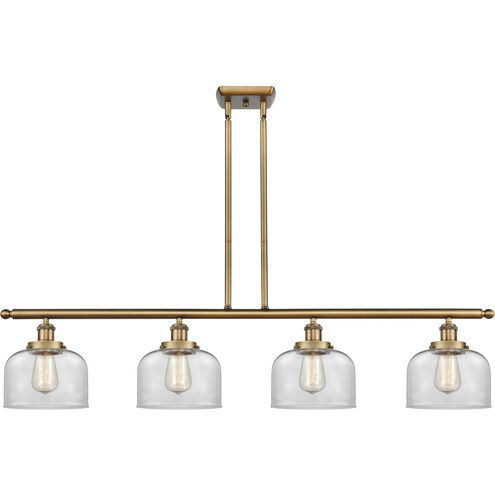 Ballston Large Bell LED 48 inch Brushed Brass Island Light Ceiling Light in Clear Glass
