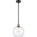Ballston Large Athens LED 10 inch Black Antique Brass Pendant Ceiling Light in Clear Glass, Ballston