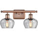 Ballston Fenton 2 Light 16 inch Antique Copper Bath Vanity Light Wall Light in Clear Glass, Ballston