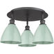 Ballston 3 Light 18.25 inch Matte Black Flush Mount Ceiling Light in Seafoam