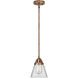 Nouveau 2 Cone LED 6.25 inch Antique Copper Mini Pendant Ceiling Light in Clear