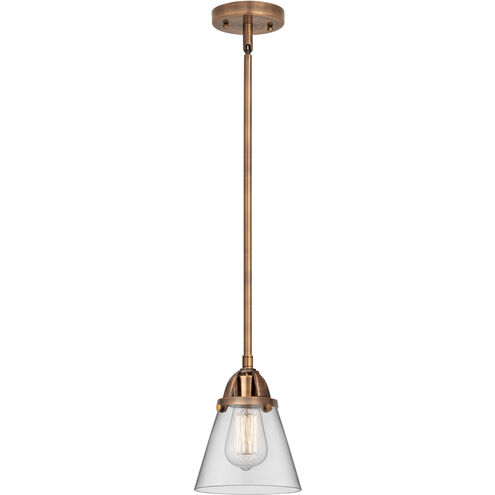 Nouveau 2 Cone LED 6.25 inch Antique Copper Mini Pendant Ceiling Light in Clear