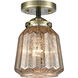 Nouveau Chatham 1 Light 6 inch Black Antique Brass Semi-Flush Mount Ceiling Light in Mercury Glass, Nouveau