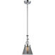 Franklin Restoration Cone 1 Light 6 inch Polished Chrome Mini Pendant Ceiling Light in Bulb Not Included, Light Smoke Glass, Franklin Restoration