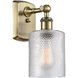 Ballston Cobbleskill 1 Light 5 inch Antique Brass Sconce Wall Light in Incandescent, Clear Glass, Ballston