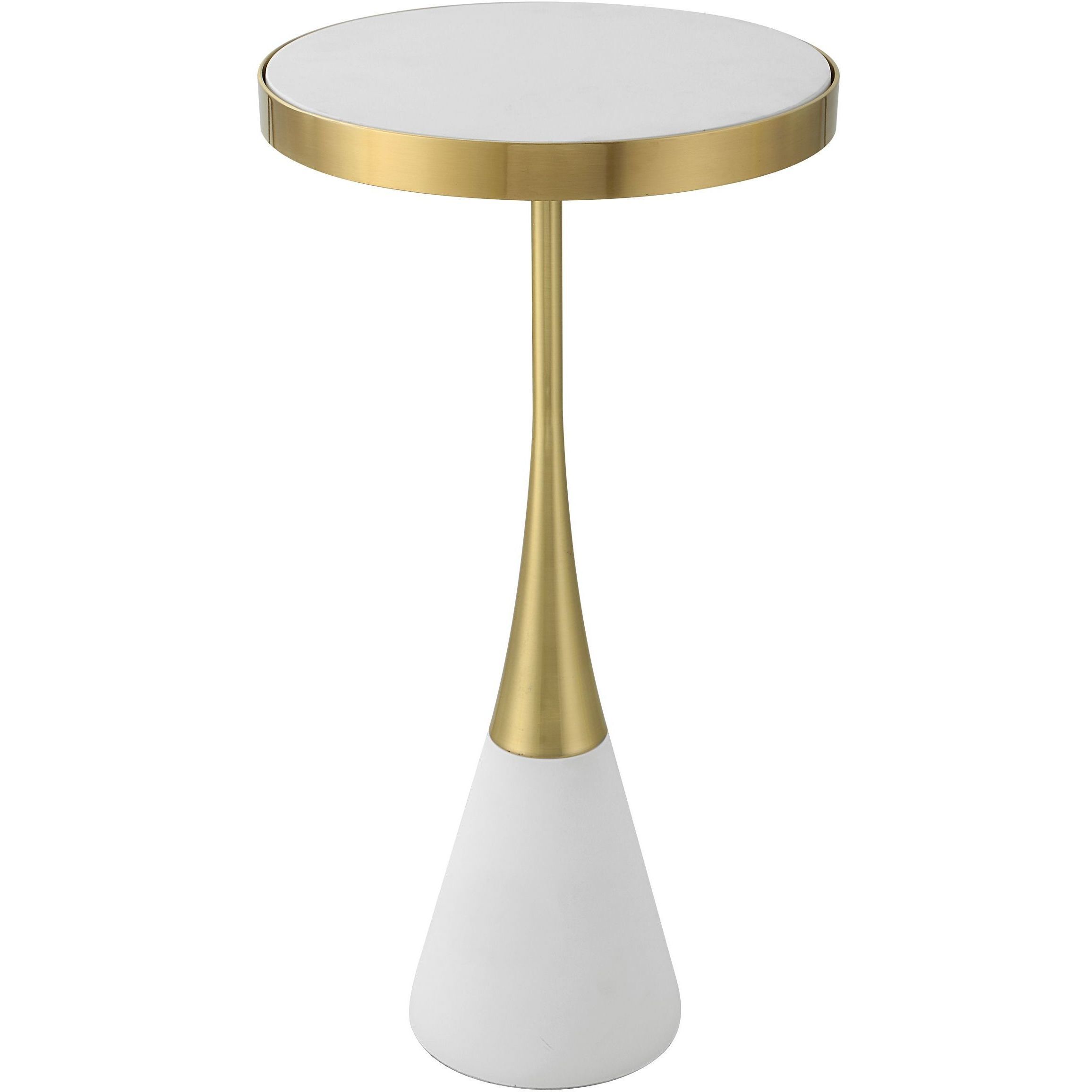 Apex 24 X 13 inch Matte White and Brushed Brass Accent Table