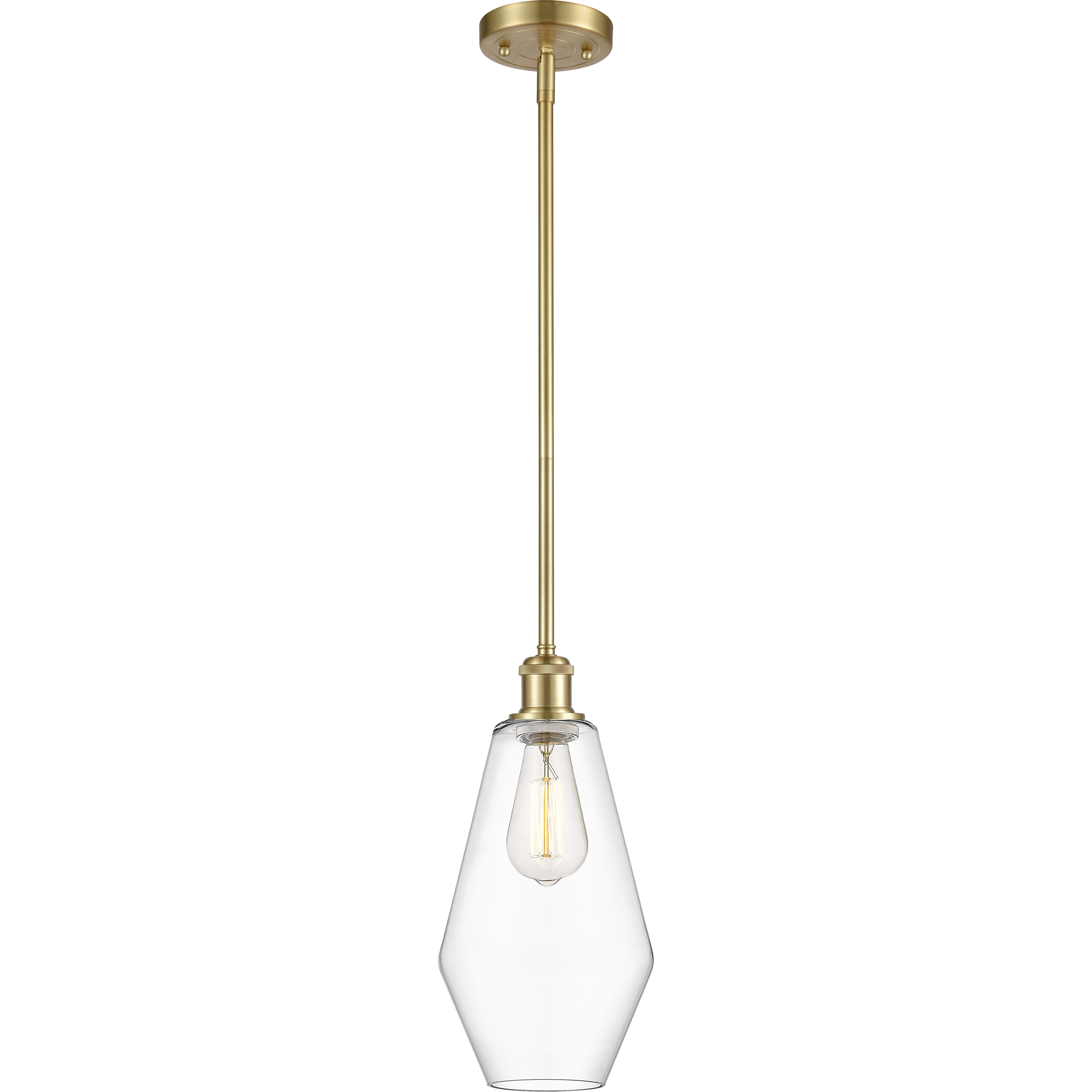 Ballston Cindyrella 1 Light 7 inch Satin Gold Mini Pendant Ceiling Light in Incandescent, Clear Glass